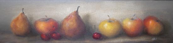 Apples, pears and Cherries Painting by Judith Levin