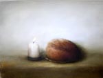 Candle and Bread Original Painting by Judith Levin