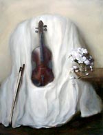 Violin on Chair Painting by Judith Levin