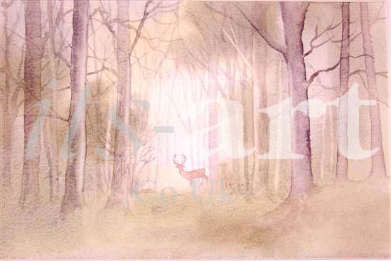 Deer in the Woods Painting